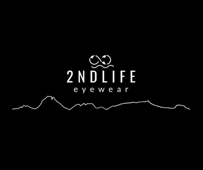 Logo officiel 2NDLIFE sur fond noir – marque française de lunettes durables – ligne des Pyrénées