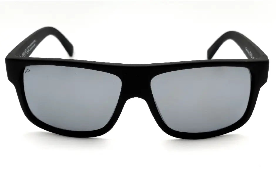 Lunettes de soleil Belharra Cristal de 2NDLIFE, vue de face, avec verres polarisés miroir couleur argent