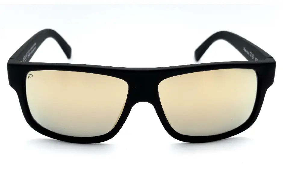 Lunettes de soleil Belharra Dune de 2NDLIFE, vue de face, avec verres polarisés miroir couleur doré