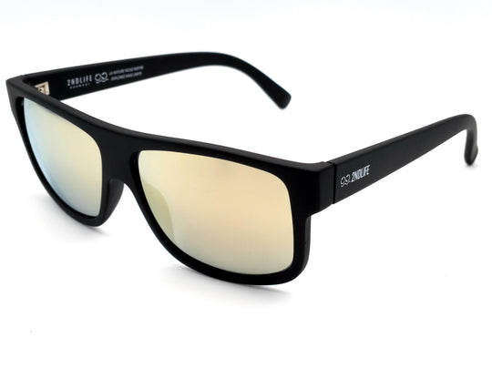 Lunettes de soleil Belharra Dune de 2NDLIFE, vue de profil, avec verres polarisés miroir couleur doré