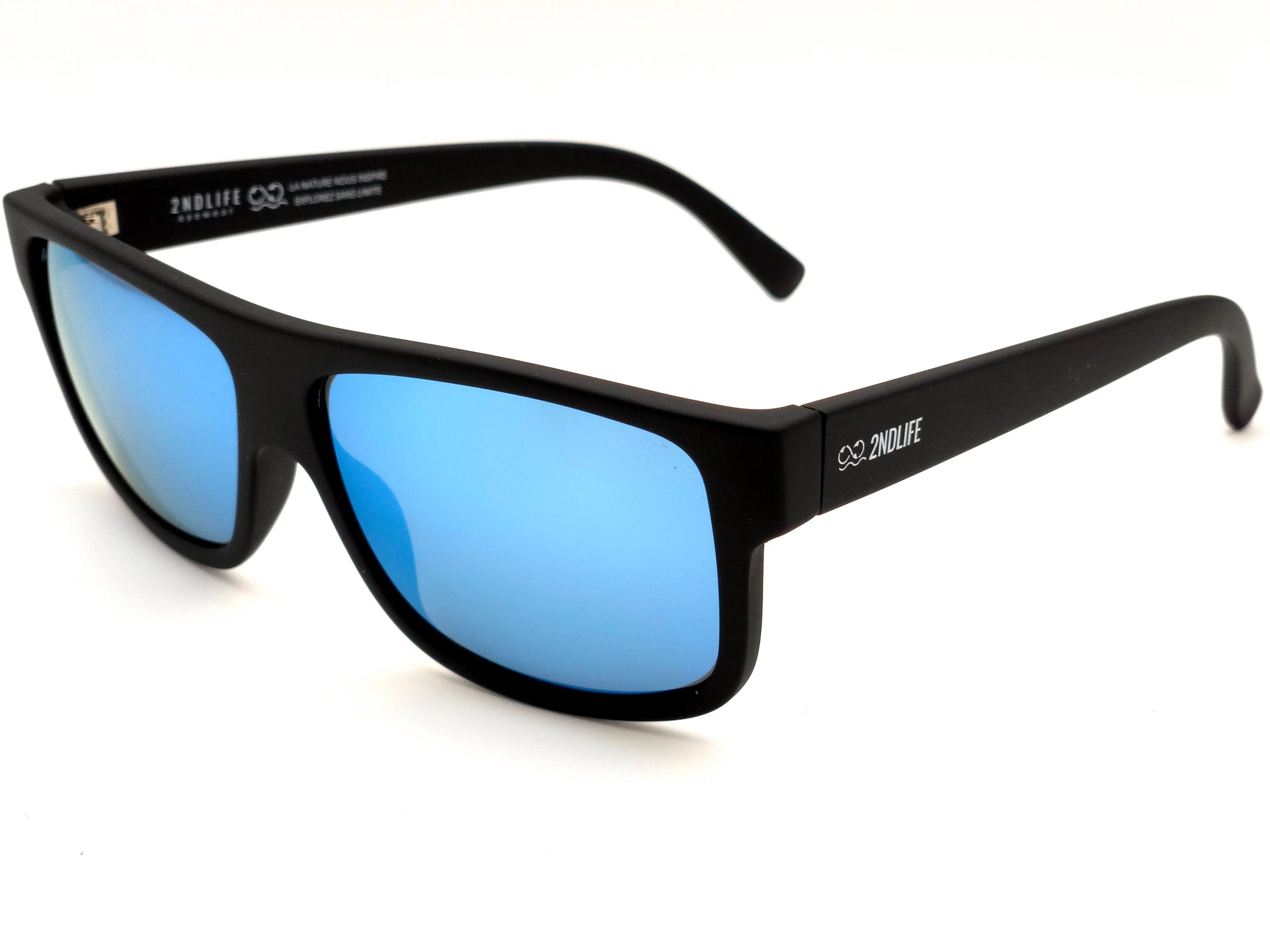 Lunettes de soleil Belharra Iceberg de 2NDLIFE, vue de profil, avec verres polarisés miroir couleur bleu