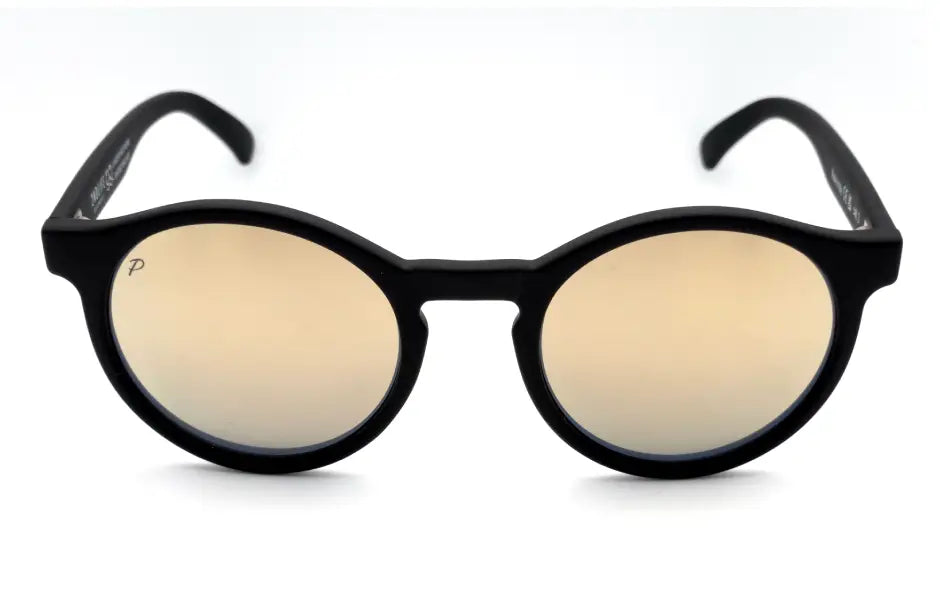 Lunettes de soleil Socoa Dune de 2NDLIFE, vue de face, avec verres polarisés miroir doré